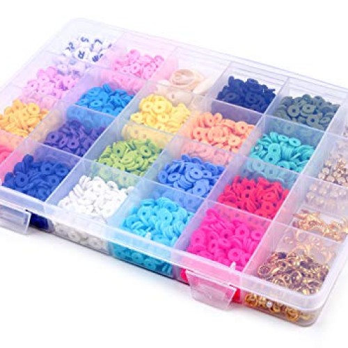 3800 Pcs Flat Round Polymer Clay Spacer Beads for Jewelry Making B...