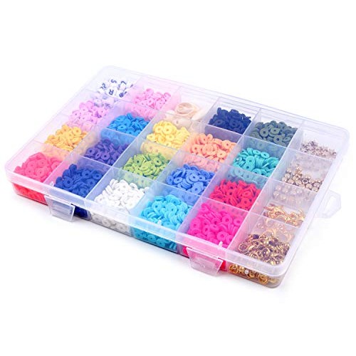 3800 Pcs Flat Round Polymer Clay Spacer Beads for Jewelry Making B...
