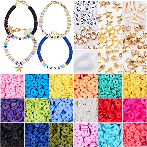 3800 Pcs Flat Round Polymer Clay Spacer Beads for Jewelry Making B...