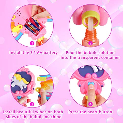 Unicorn Bubble Machine for Kids Bubble Wand Automatic Bubble Blowe...