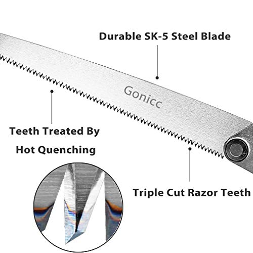 gonicc Professional Folding Hand Saw with 9.4 Inch Curved SK-5 Bla...