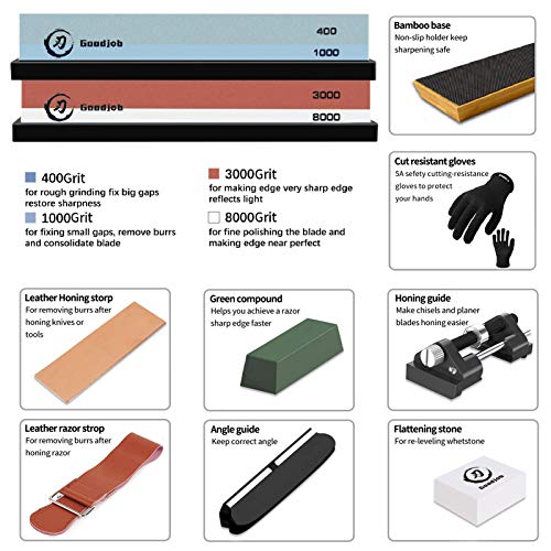 Goodjob Knife Sharpening Stone Kit,Professional Whetstone,2 Double...