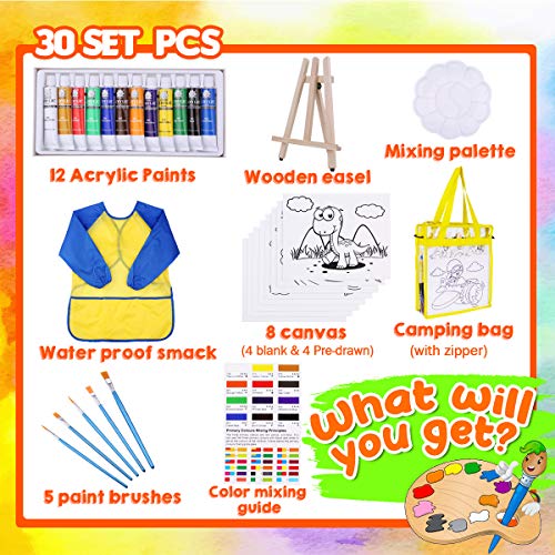 GoodyKing Acrylic Painting Art Set for Kids - 30 Pieces Art Suppli...