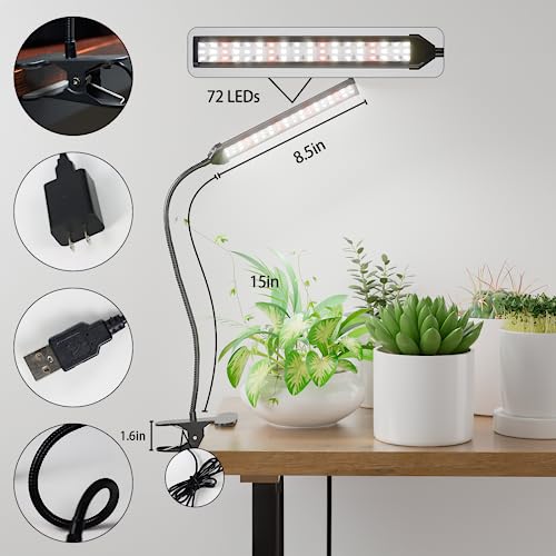 GooingTop Grow Light LED Gooseneck Lamp,6500K 50W Full Spectrum 72...