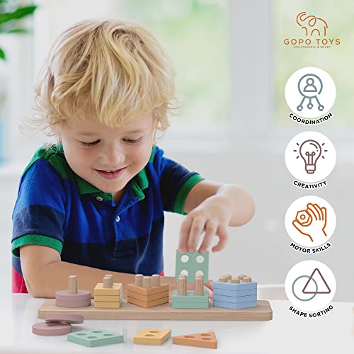 GOPO TOYS Montessori Toys for 18+ Months Old - Toddlers Wooden Sor...