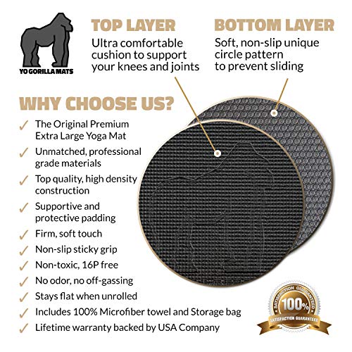 Gorilla Mats Premium Extra Large Yoga Mat – 9 x 6 x 8mm Extra Th...