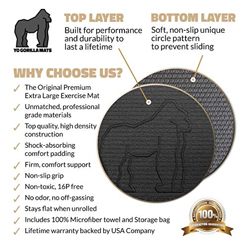 Gorilla Mats Premium Large Exercise Mat – 6 x 4 x 1/4 Ultra Dur...
