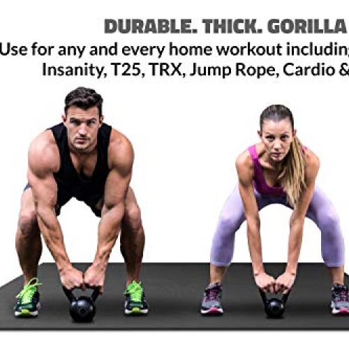 Gorilla Mats Premium Large Exercise Mat – 6 x 4 x 1/4 Ultra Dur...