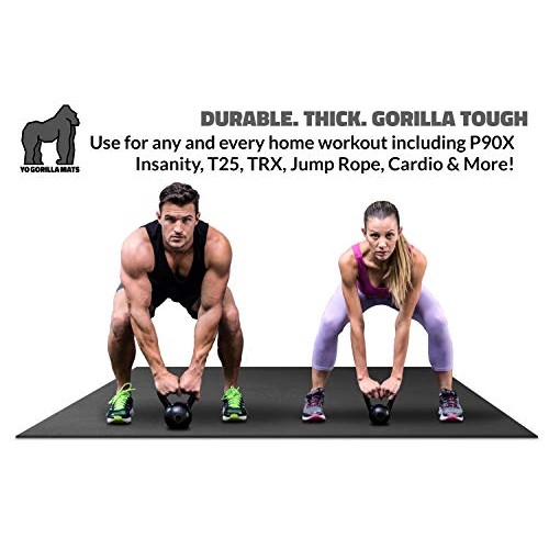 Gorilla Mats Premium Large Exercise Mat – 6 x 4 x 1/4 Ultra Dur...