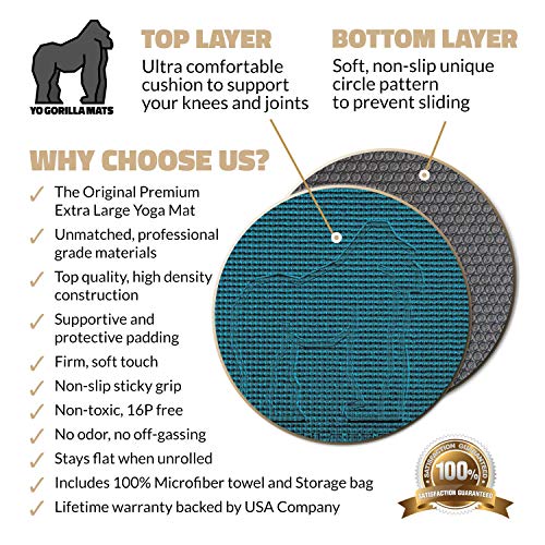 Gorilla Mats Premium Large Yoga Mat – 6 x 4 x 8mm Extra Thick & ...
