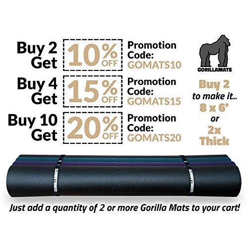 Gorilla Mats Premium Large Yoga Mat – 6 x 4 x 8mm Extra Thick & ...