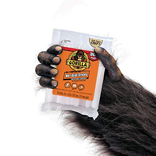 Gorilla Hot Glue Sticks, Full Size, 4 Long x .43 Diameter, 30 Co...