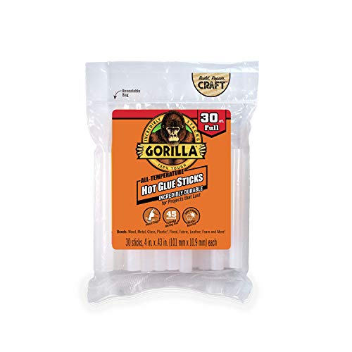 Gorilla Hot Glue Sticks, Full Size, 4 Long x .43 Diameter, 30 Co...