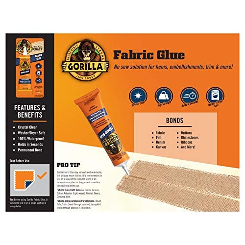 Gorilla Waterproof Fabric Glue 2.5 Ounce, 1-Pack, Clear