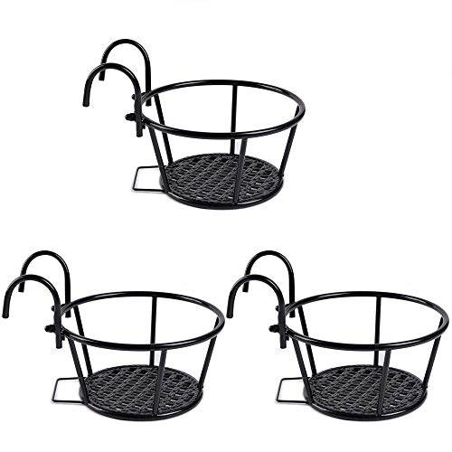 Hanging Railing Planter Baskets Flower Pot Holder Garden Planter S...