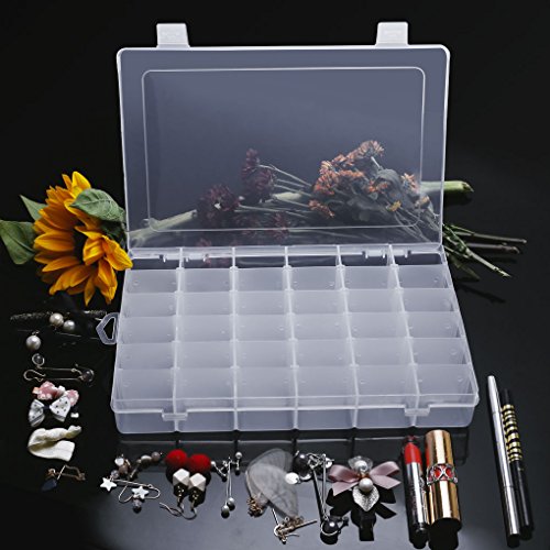 Gospire 36 Grids Clear Plastic Jewelry Box Organizer Storage Conta...