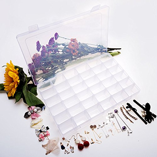 Gospire 36 Grids Clear Plastic Jewelry Box Organizer Storage Conta...