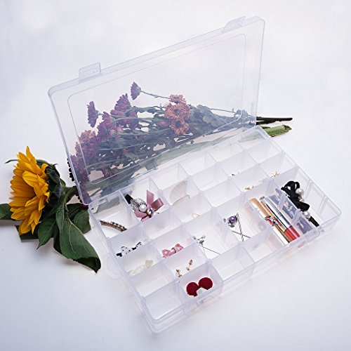 Gospire 36 Grids Clear Plastic Jewelry Box Organizer Storage Conta...