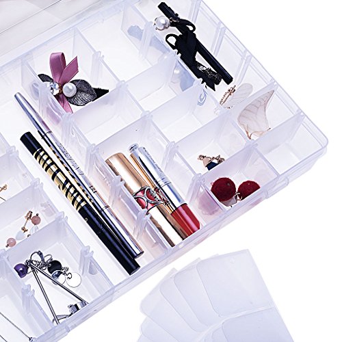 Gospire 36 Grids Clear Plastic Jewelry Box Organizer Storage Conta...