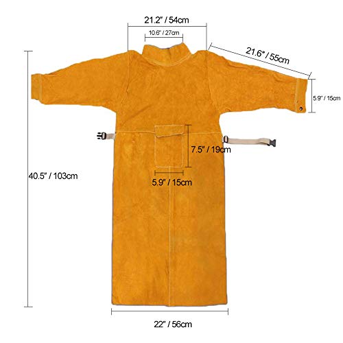 Welding Jacket Leather Apron Heavy-Duty Work Anti-scald Flame Resi...