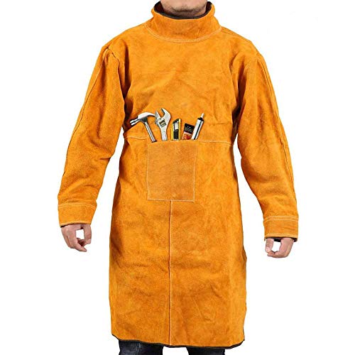 Welding Jacket Leather Apron Heavy-Duty Work Anti-scald Flame Resi...