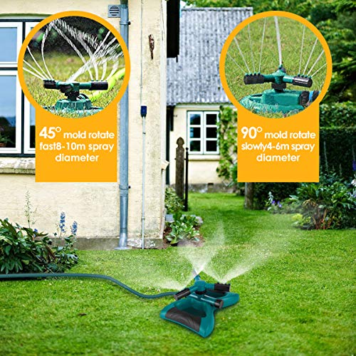 GOTSEVEN Garden Sprinkler, 360° Rotating Adjustable Lawn Sprinkler...