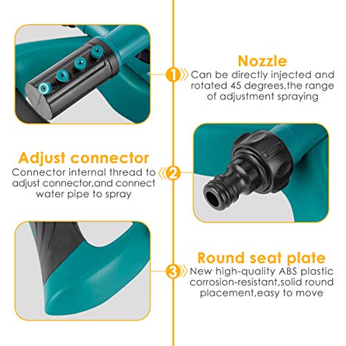 GOTSEVEN Garden Sprinkler, 360° Rotating Adjustable Lawn Sprinkler...