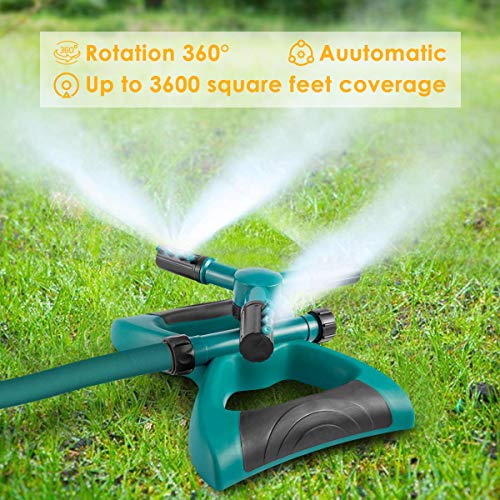 GOTSEVEN Garden Sprinkler, 360° Rotating Adjustable Lawn Sprinkler...