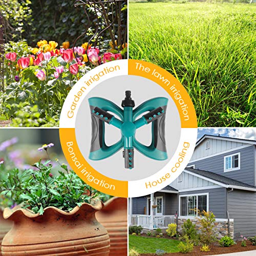 GOTSEVEN Garden Sprinkler, 360° Rotating Adjustable Lawn Sprinkler...