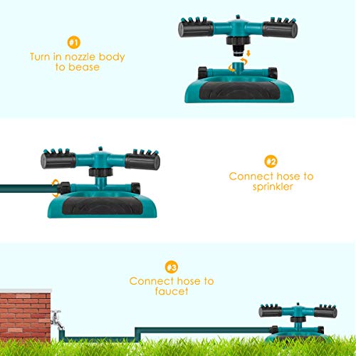 GOTSEVEN Garden Sprinkler, 360° Rotating Adjustable Lawn Sprinkler...