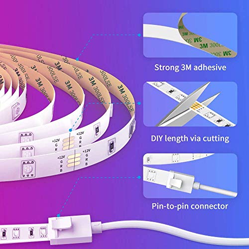 Govee 32.8ft LED Strip Lights Works with Alexa Google Home, Wirele...