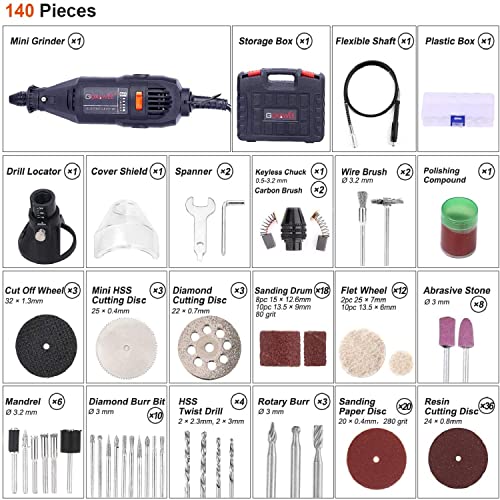 GOXAWEE Rotary Tool Kit with MultiPro Keyless Chuck and Flex Shaft...