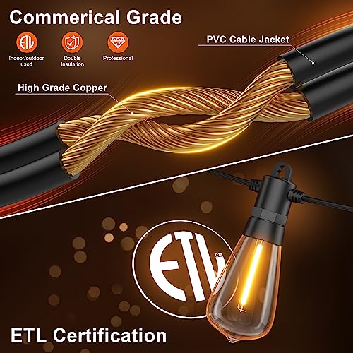 GPATIO Outdoor LED String Lights, 100FT2PACK*50FT Patio Lights w...