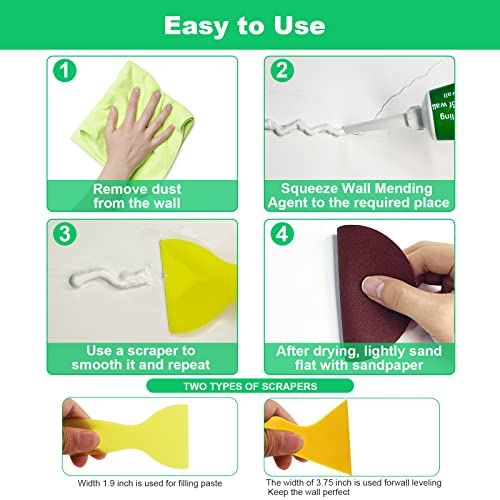 Drywall Repair Kit, 2 Pcs Spackle Wall Repair Patch Kit with Scrap...