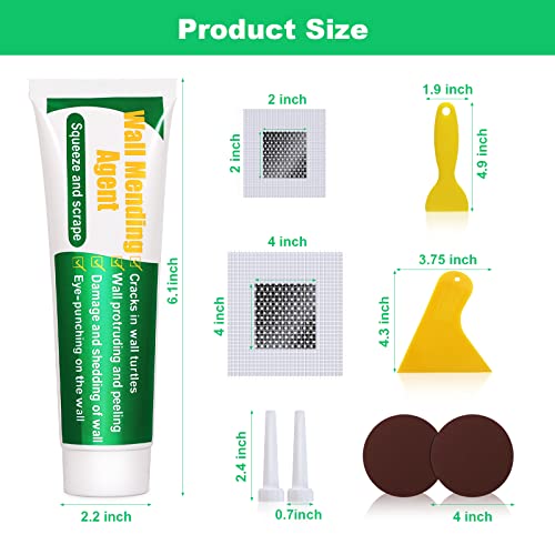 Drywall Repair Kit, 2 Pcs Spackle Wall Repair Patch Kit with Scrap...