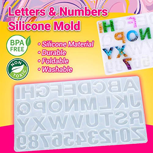 Graceduck Alphabet Epoxy Resin Silicone Molds - Number Letter Neck...