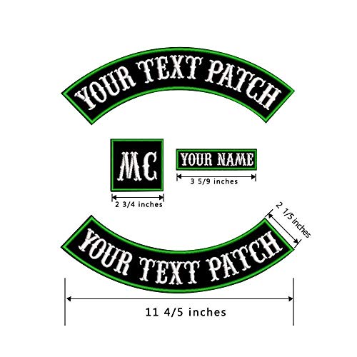 Custom Patch Vest Biker Motorcycle Rocker Name Patches Green on B...