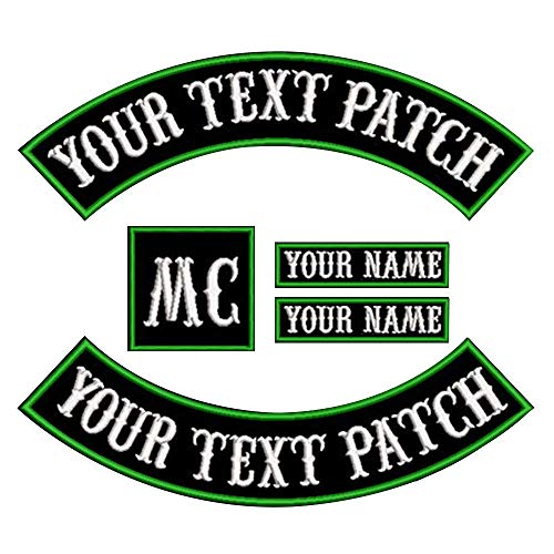 Custom Patch Vest Biker Motorcycle Rocker Name Patches Green on B...