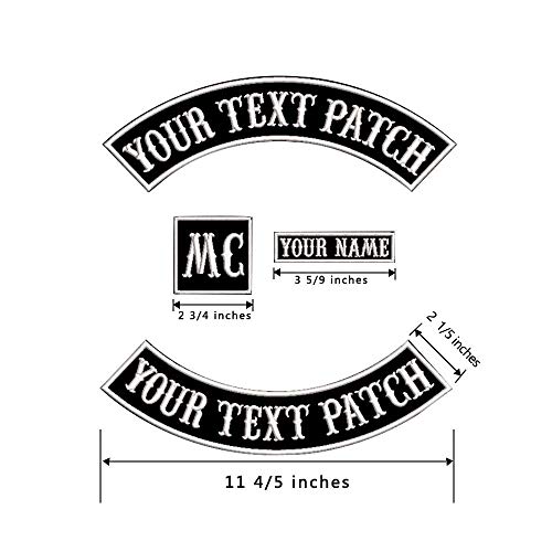 Custom Patch Vest Biker Motorcycle Rocker Name Patches White on B...