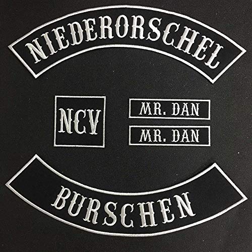 Custom Patch Vest Biker Motorcycle Rocker Name Patches White on B...