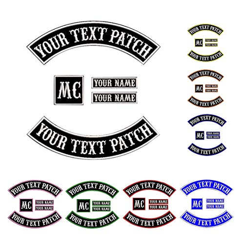 Custom Patch Vest Biker Motorcycle Rocker Name Patches White on B...