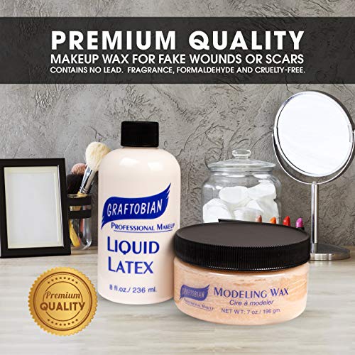 Graftobian Liquid Latex 8oz Clear & Modeling Wax 7oz Light Flesh S...