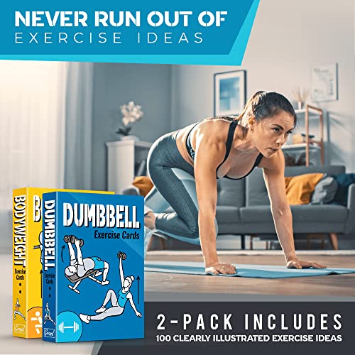 2-PACK Bodyweight & Dumbbell Workout Cards - Large Size 5 x 3.5...
