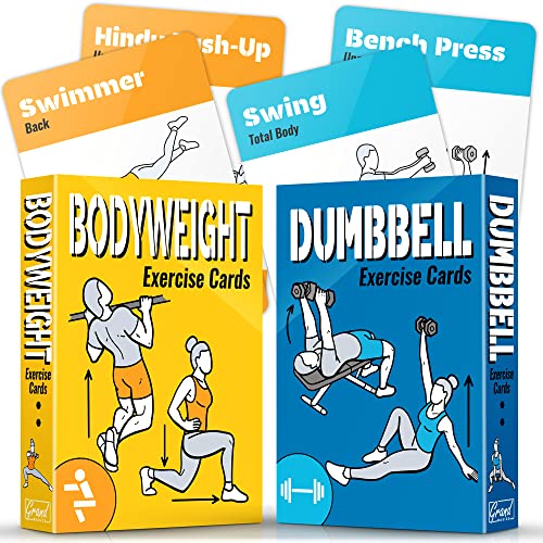2-PACK Bodyweight & Dumbbell Workout Cards - Large Size 5 x 3.5...