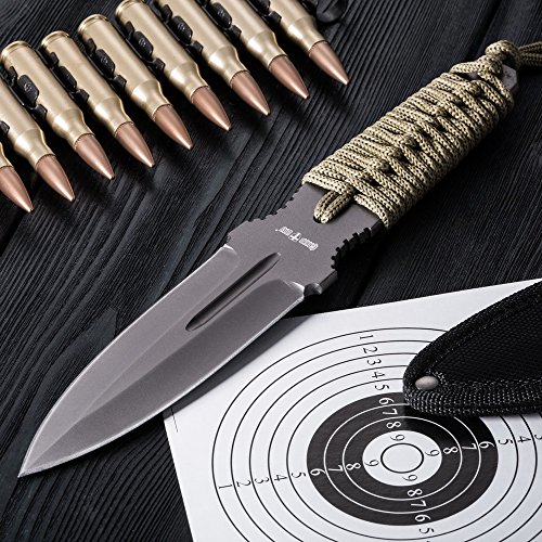 Grand Way Throwing Ninja Knife Paracord Handle - Real Fixed Blade ...