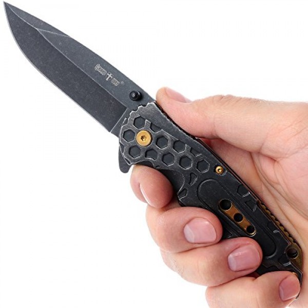 Hunting Folding Knife with Metal Handle - Tactical EDC Pocket Knif...