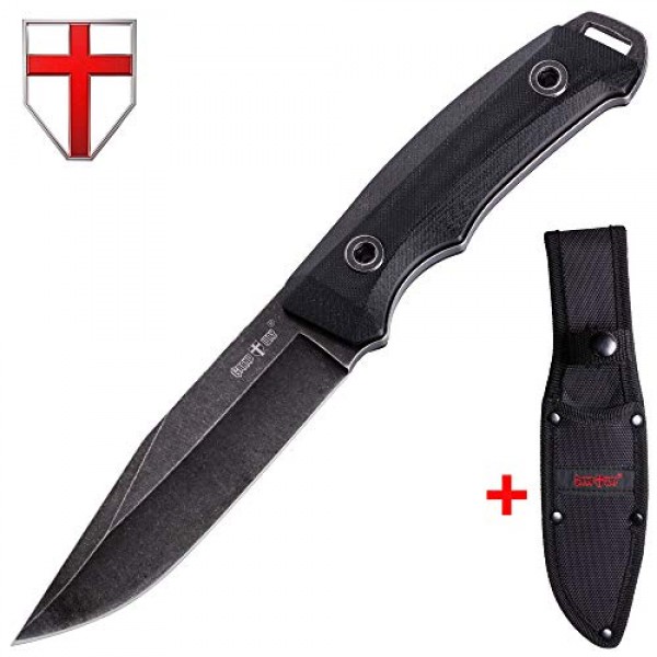 Hunting Knife - Tactical Knife with Sheath - Black Survival Knife ...