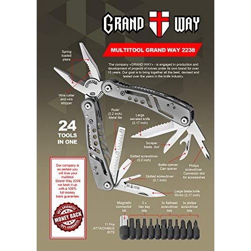 Multitool 24 in 1 with Mini Tools Knife Pliers and 11 Bits - Multi...