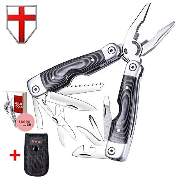 Multitool- Micarta Handle Multi-Tool 13-in-1 with Knife, Pliers an...