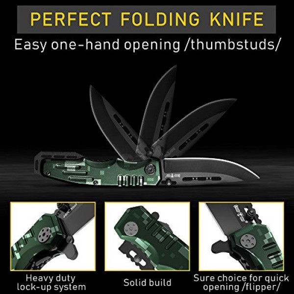 Spring Assisted Knife - Pocket Folding Knife - Military Style - Bo...